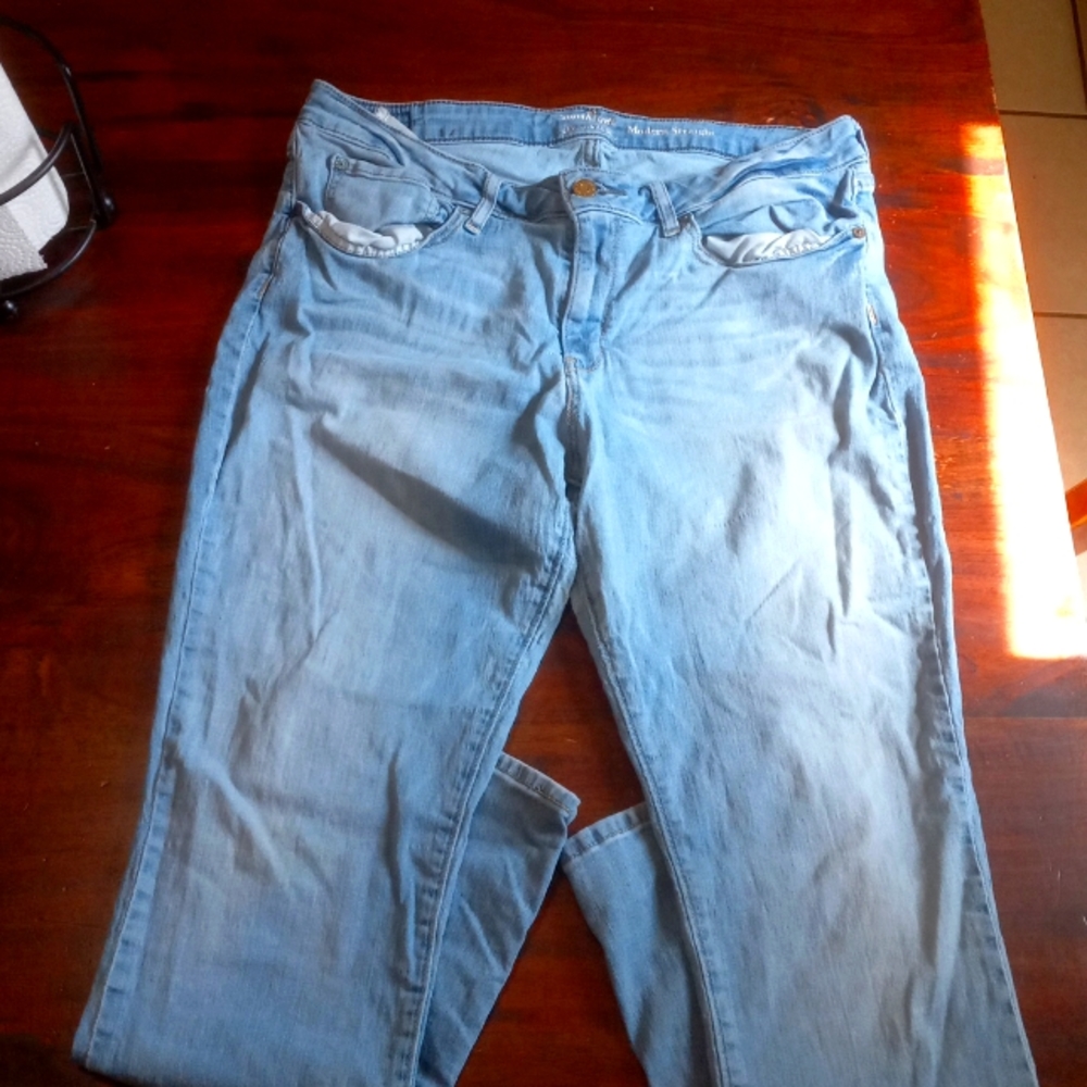Faded blue jeans